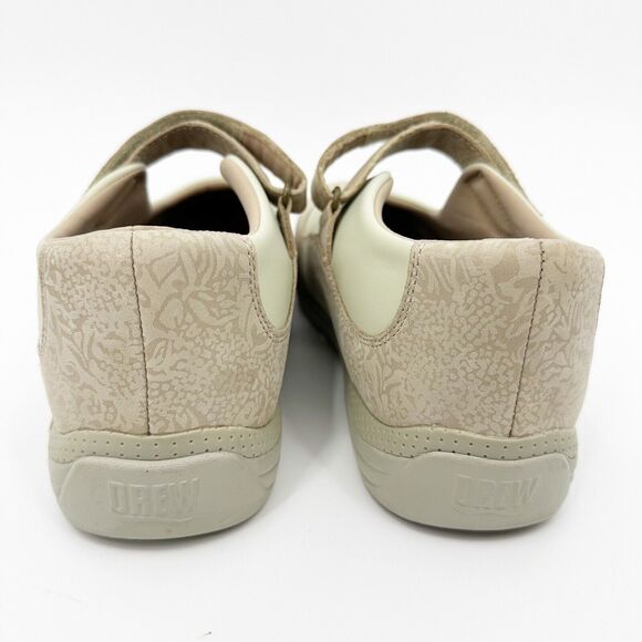 Drew Womens Shoes Size 8 WW Rose Mary Jane Beige Oxford Leather Comfort Workwear - Picture 6 of 14